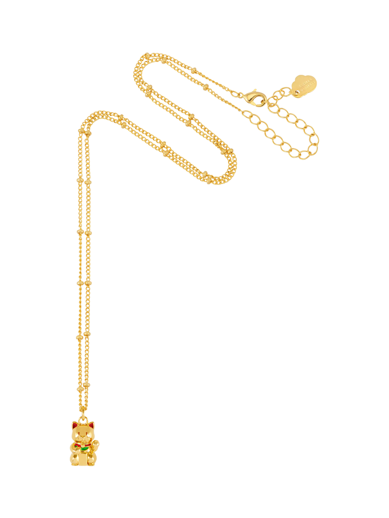 Estella Bartlett lucky cat necklace gold (British brand)