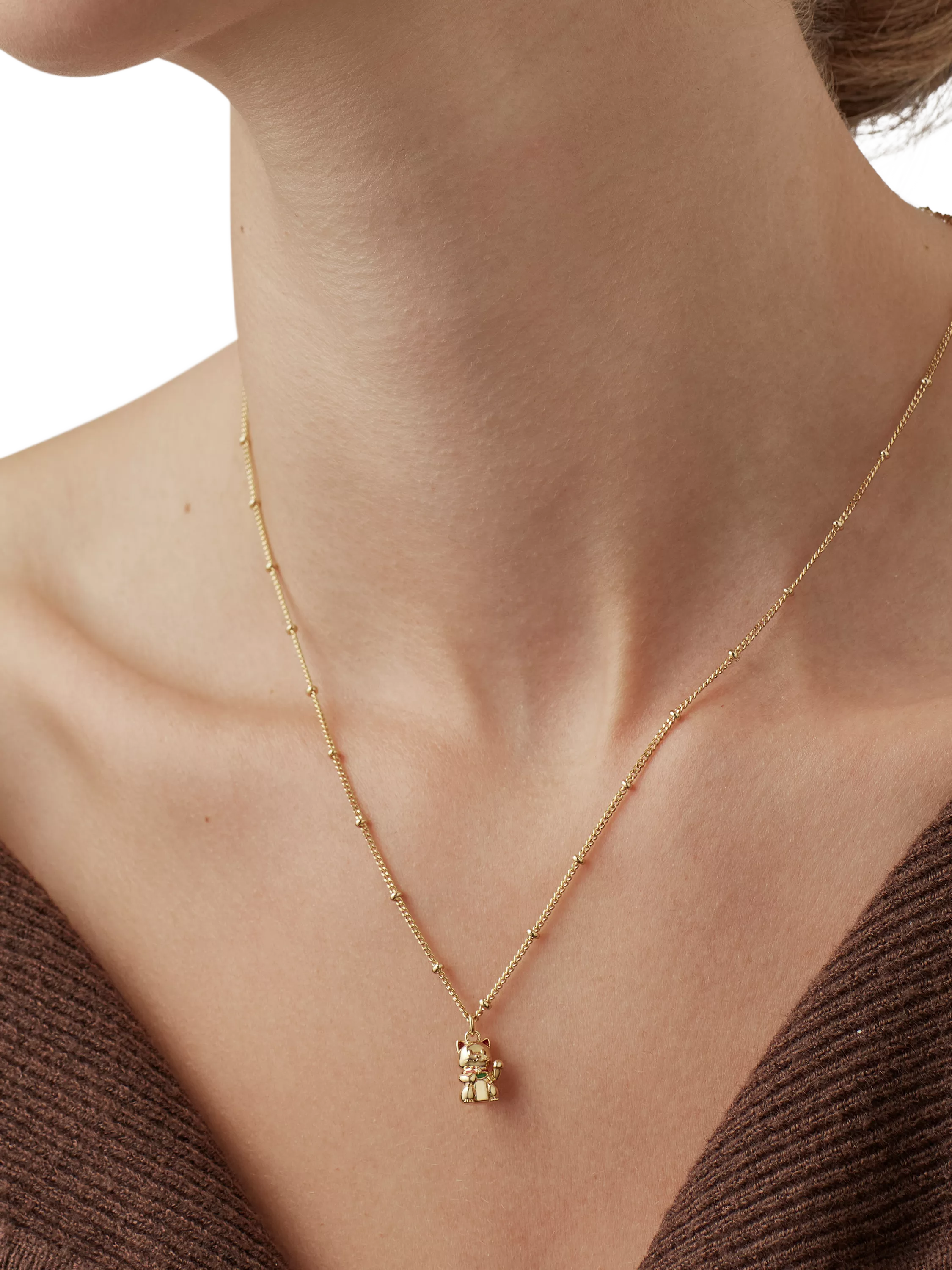 Estella Bartlett lucky cat necklace gold (British brand)