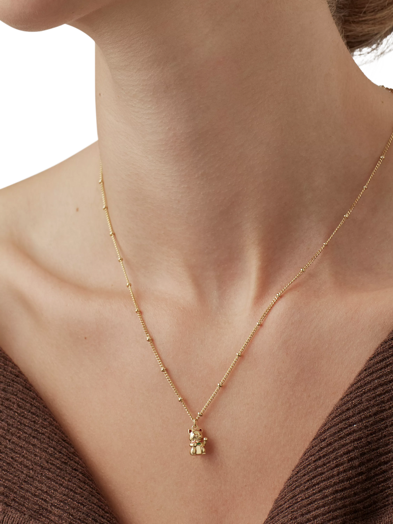 Estella Bartlett lucky cat necklace gold (British brand)