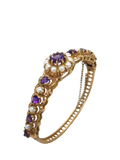 Vintage Fine Jewellery bangle 9ct gold cultured pearl amethyst - British product