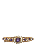 Vintage Fine Jewellery bangle 9ct gold cultured pearl amethyst - British product