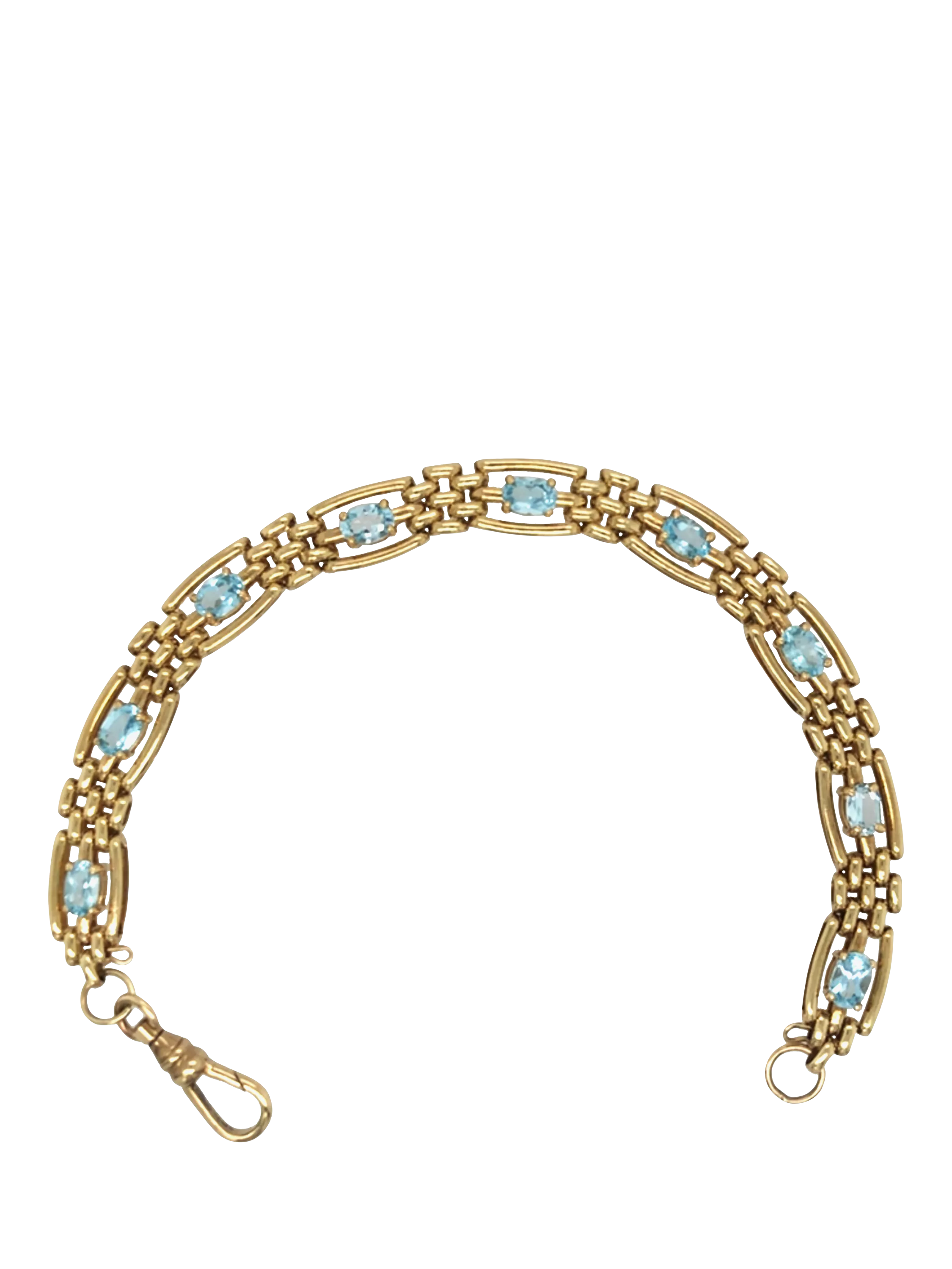 Vintage Fine Jewellery 9ct gold blue topaz gate bracelet - British product