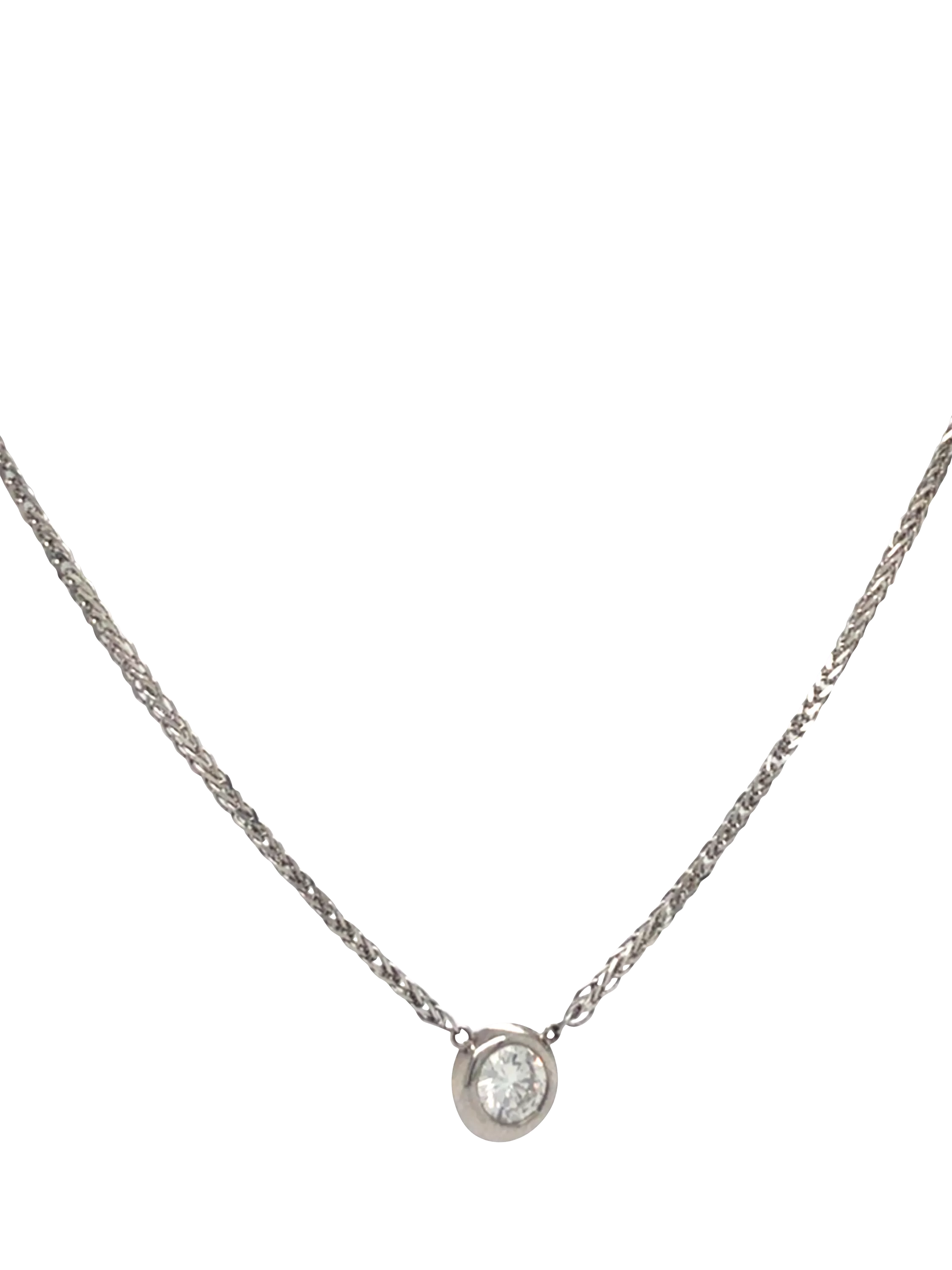 Vintage Fine Jewellery 18ct white gold diamond pendant necklace 0.40ct - British product