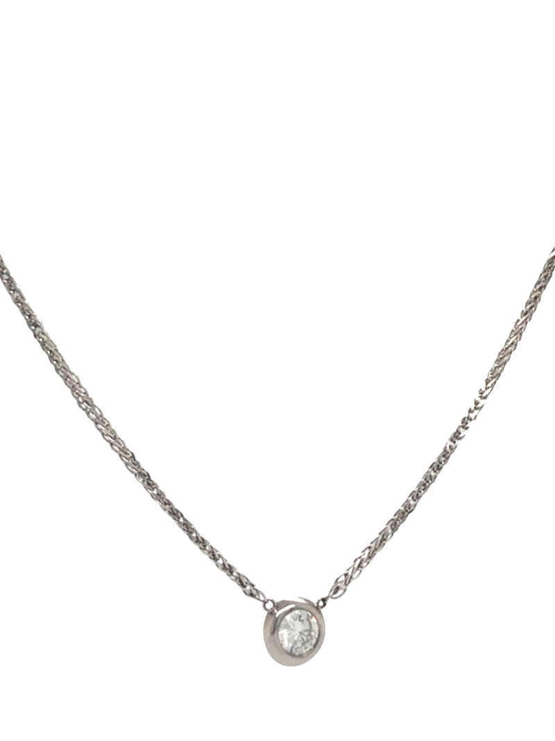 Vintage Fine Jewellery 18ct white gold diamond pendant necklace 0.40ct - British product