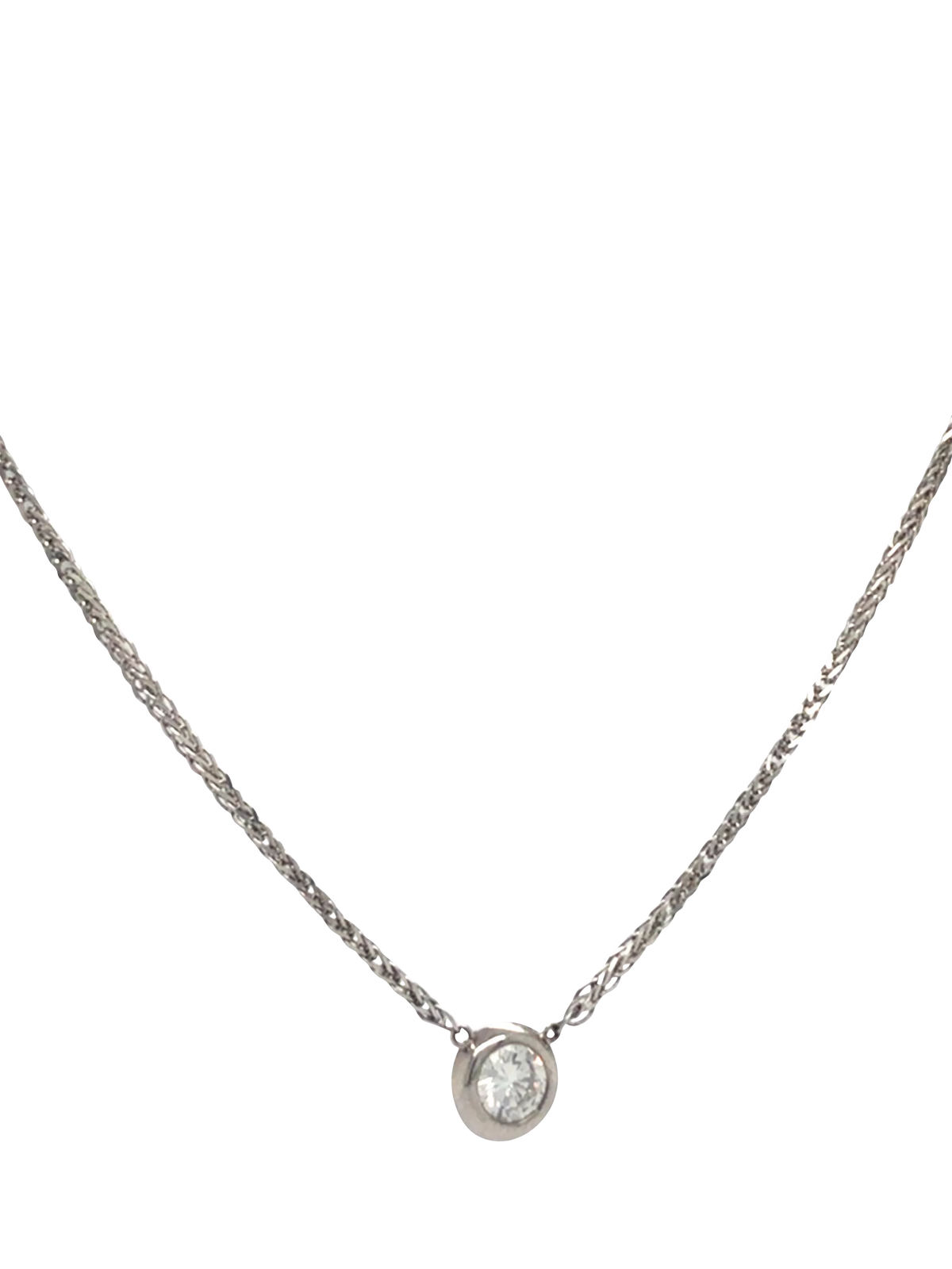 Vintage Fine Jewellery 18ct white gold diamond pendant necklace 0.40ct - British product