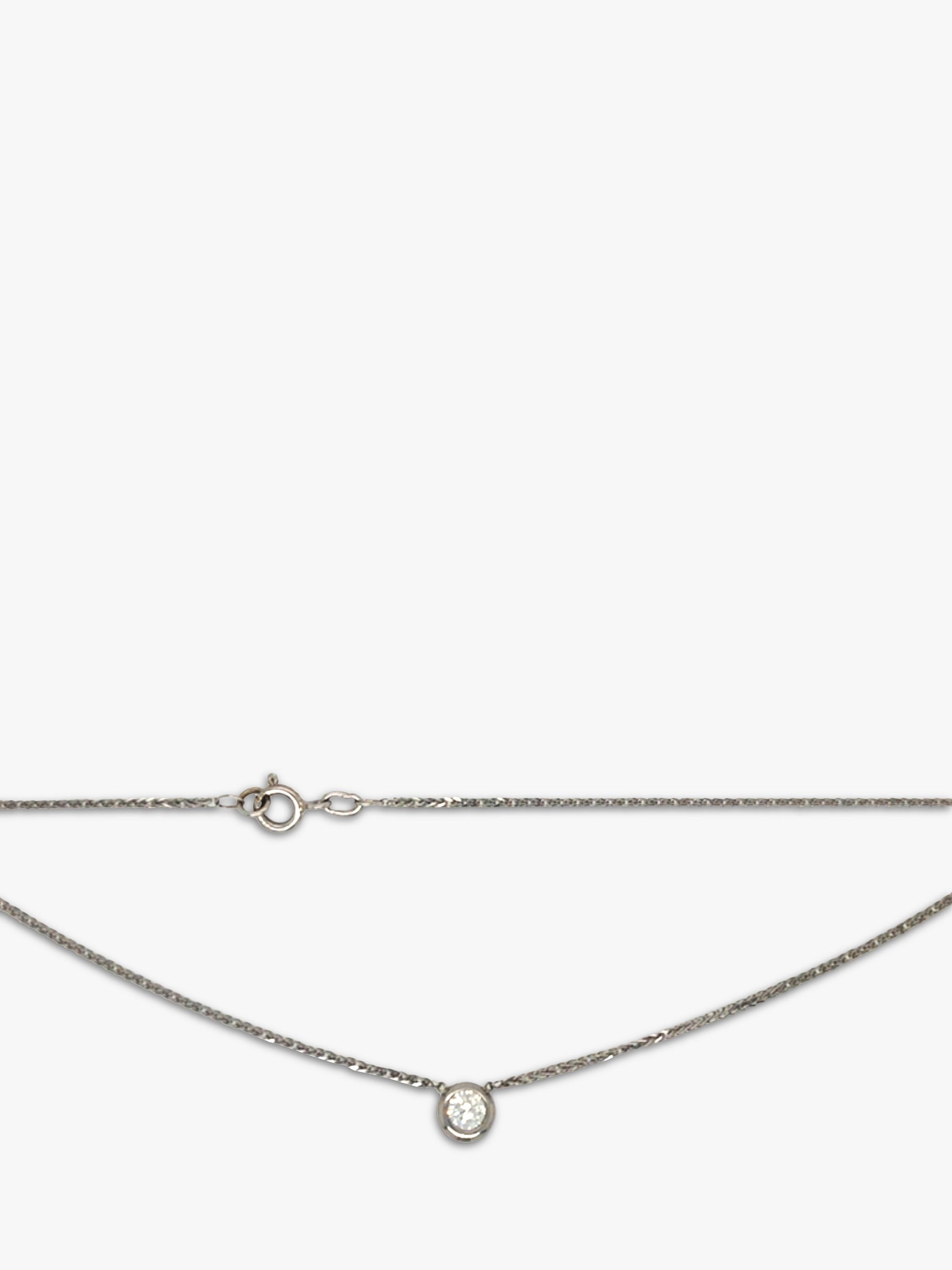 Vintage Fine Jewellery 18ct white gold diamond pendant necklace 0.40ct - British product