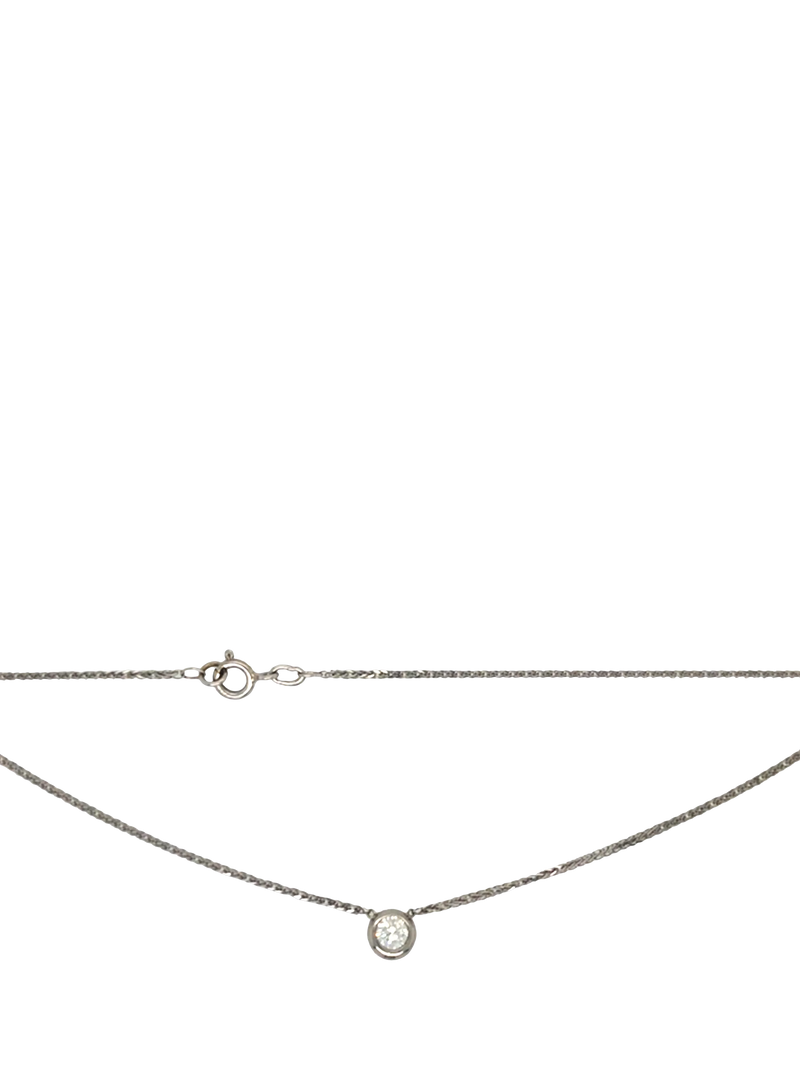 Vintage Fine Jewellery 18ct white gold diamond pendant necklace 0.40ct - British product