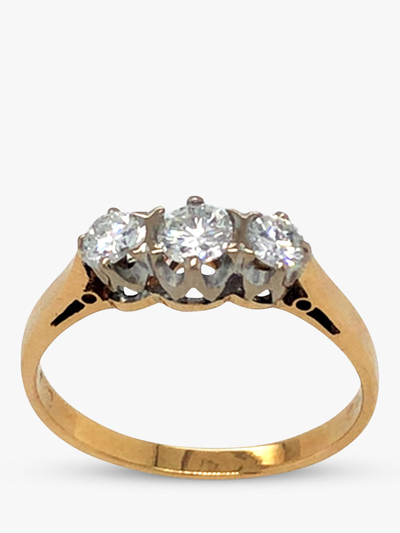 Vintage Fine Jewellery pre-loved 18ct gold diamond ring size P - British product