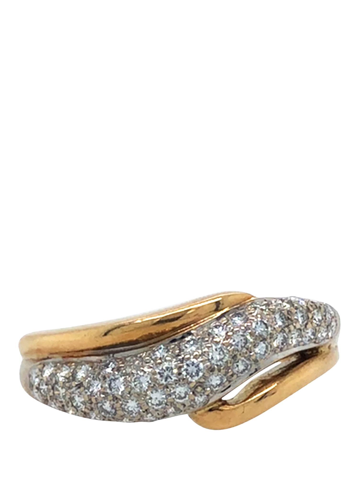Vintage Fine Jewellery diamond pave cross over ring UK size O (British brand)