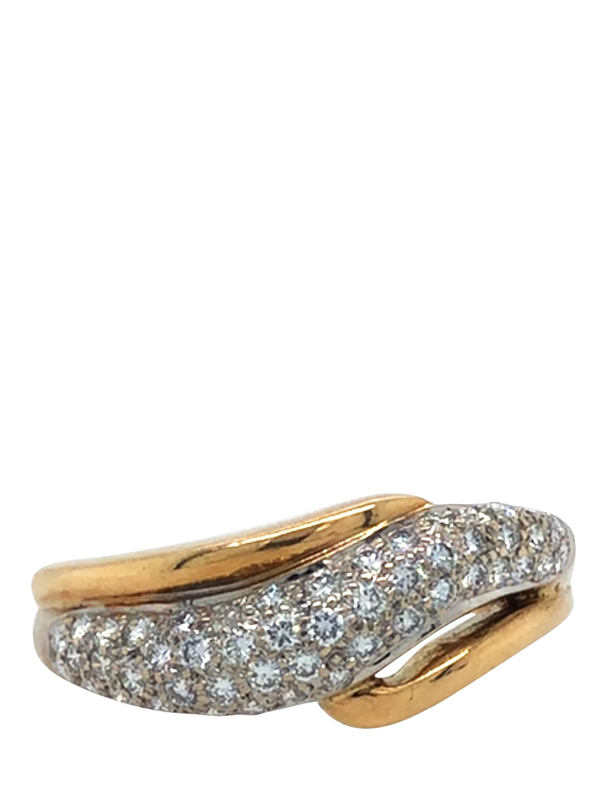 Vintage Fine Jewellery diamond pave cross over ring UK size O (British brand)