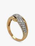 Vintage Fine Jewellery diamond pave cross over ring UK size O (British brand)
