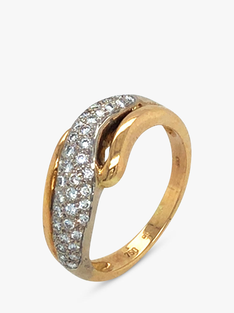 Vintage Fine Jewellery diamond pave cross over ring UK size O (British brand)