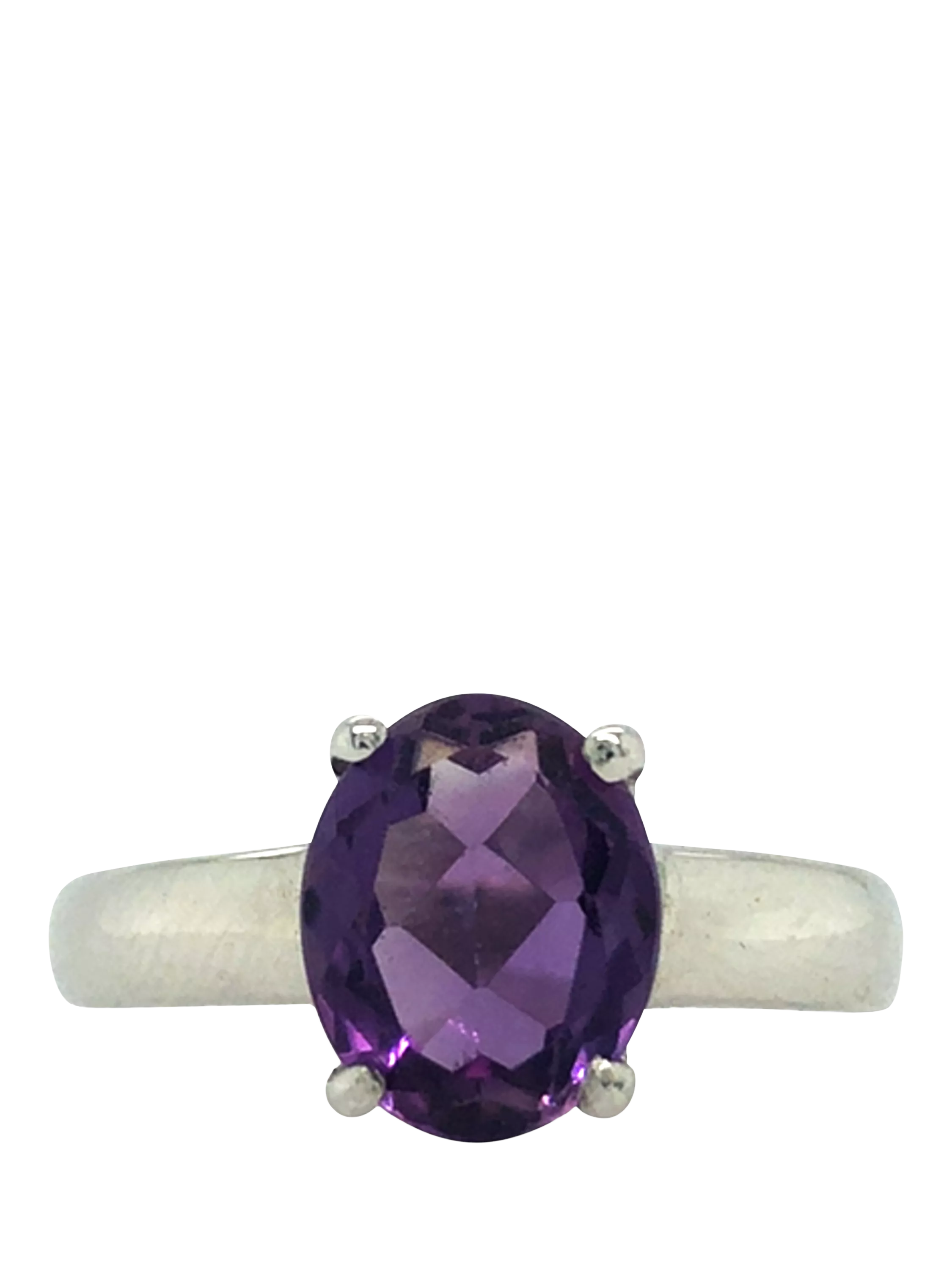 Vintage Fine Jewellery 9ct white gold amethyst ring, UK version