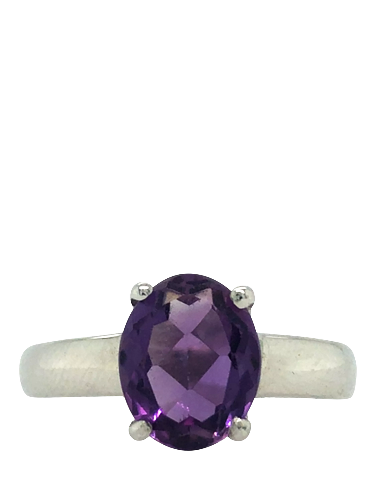 Vintage Fine Jewellery 9ct white gold amethyst ring, UK version