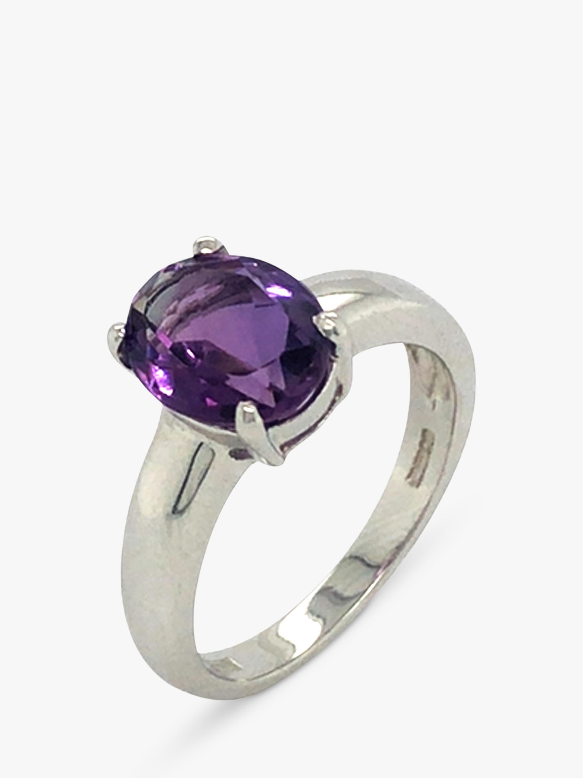 Vintage Fine Jewellery 9ct white gold amethyst ring, UK version