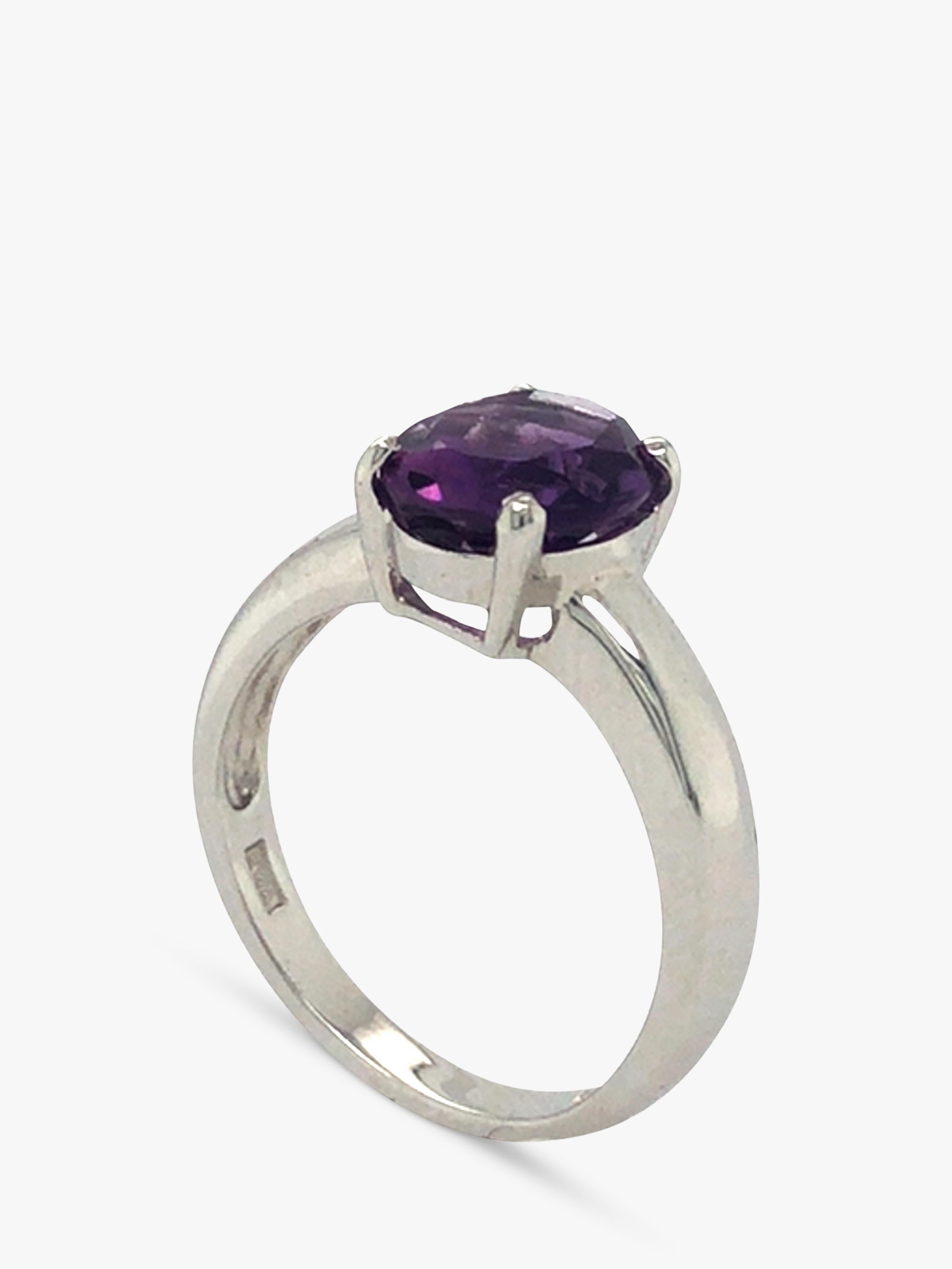 Vintage Fine Jewellery 9ct white gold amethyst ring, UK version