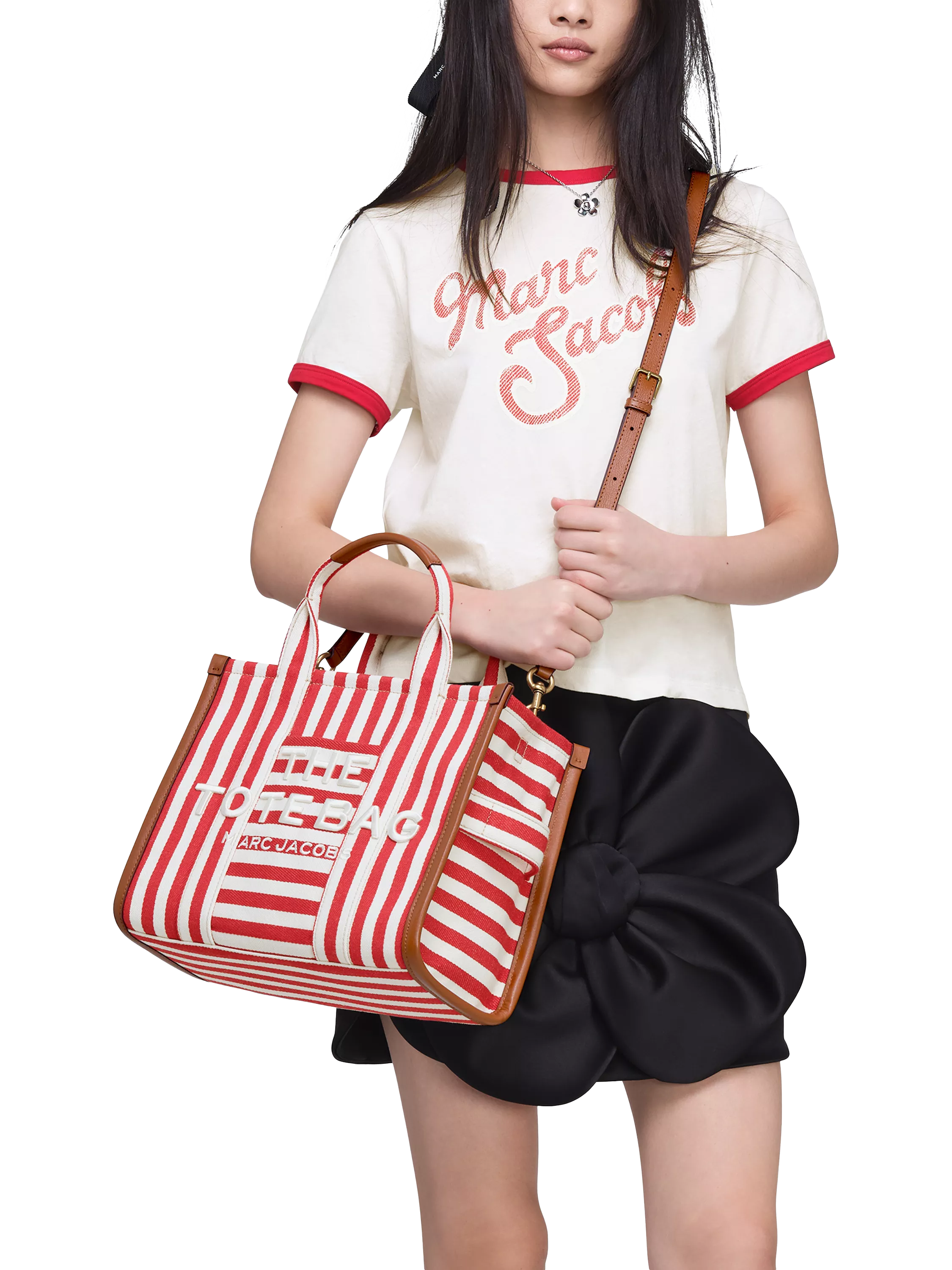 Marc Jacobs tote bag in True Red Multi stripe, imported from the UK