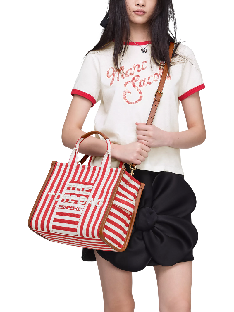 Marc Jacobs tote bag in True Red Multi stripe, imported from the UK