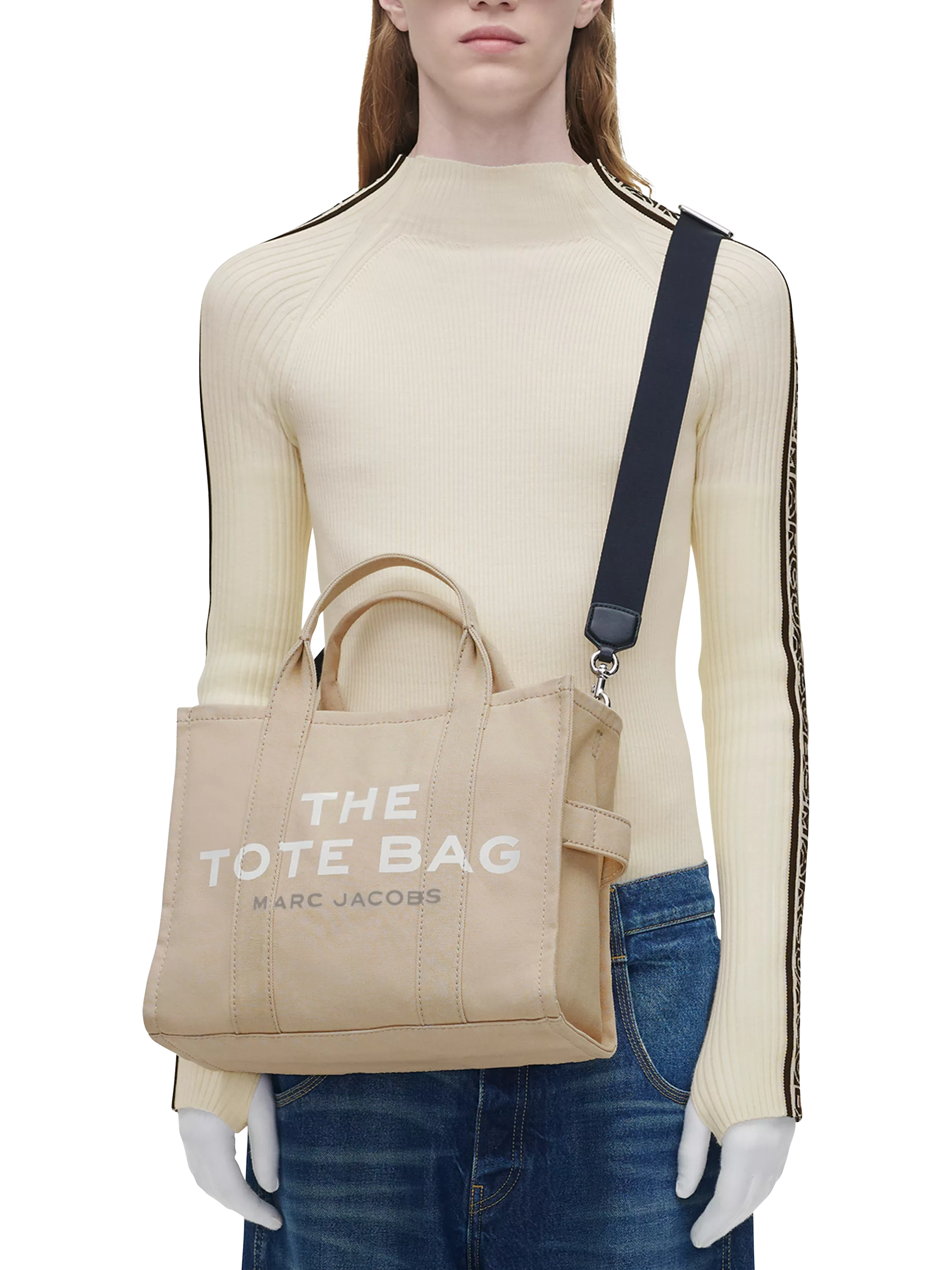 Marc Jacobs medium tote cotton canvas beige designer bag, imported from the UK