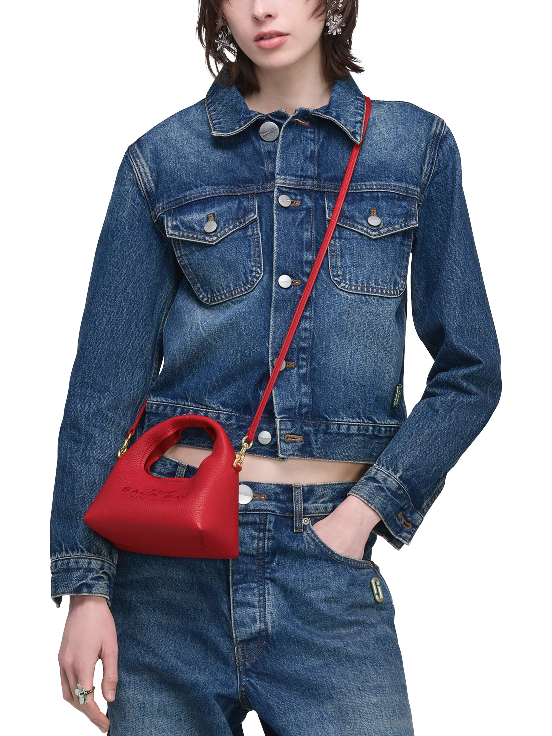 Marc Jacobs Micro Sack leather bag True Red, imported from the UK