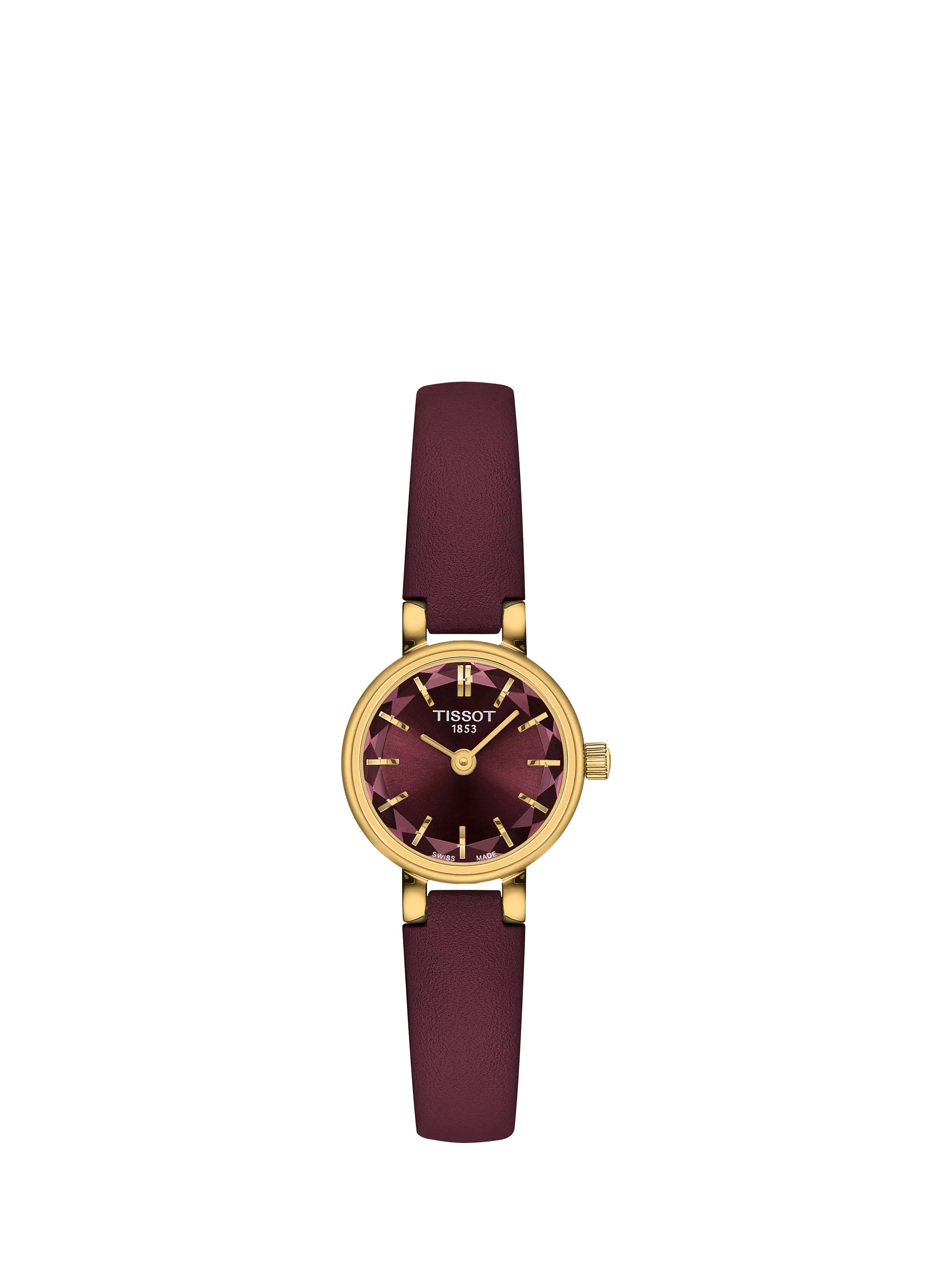 Tissot Lovely women's watch burgundy dial leather strap - British product