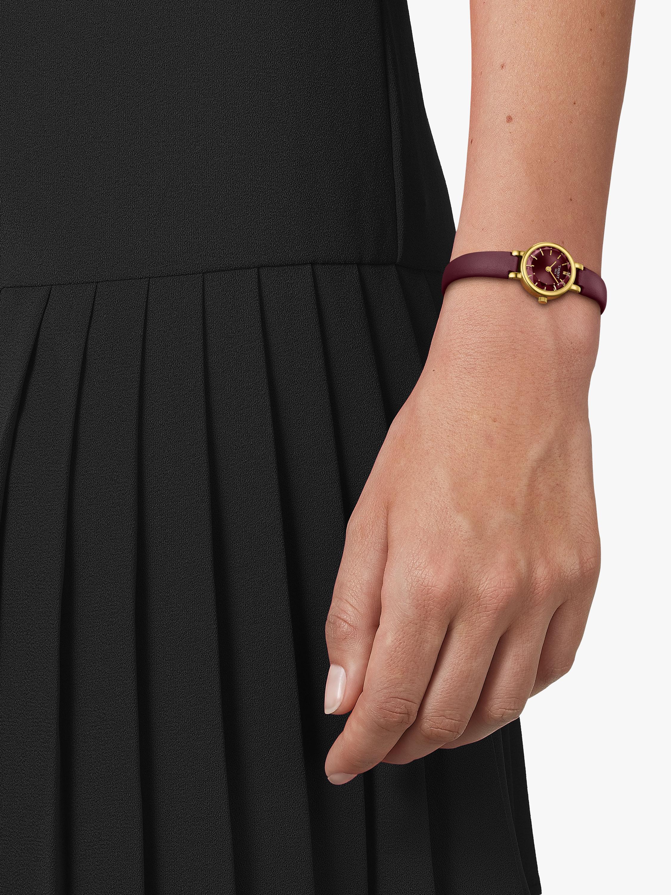 Tissot Lovely women's watch burgundy dial leather strap - British product