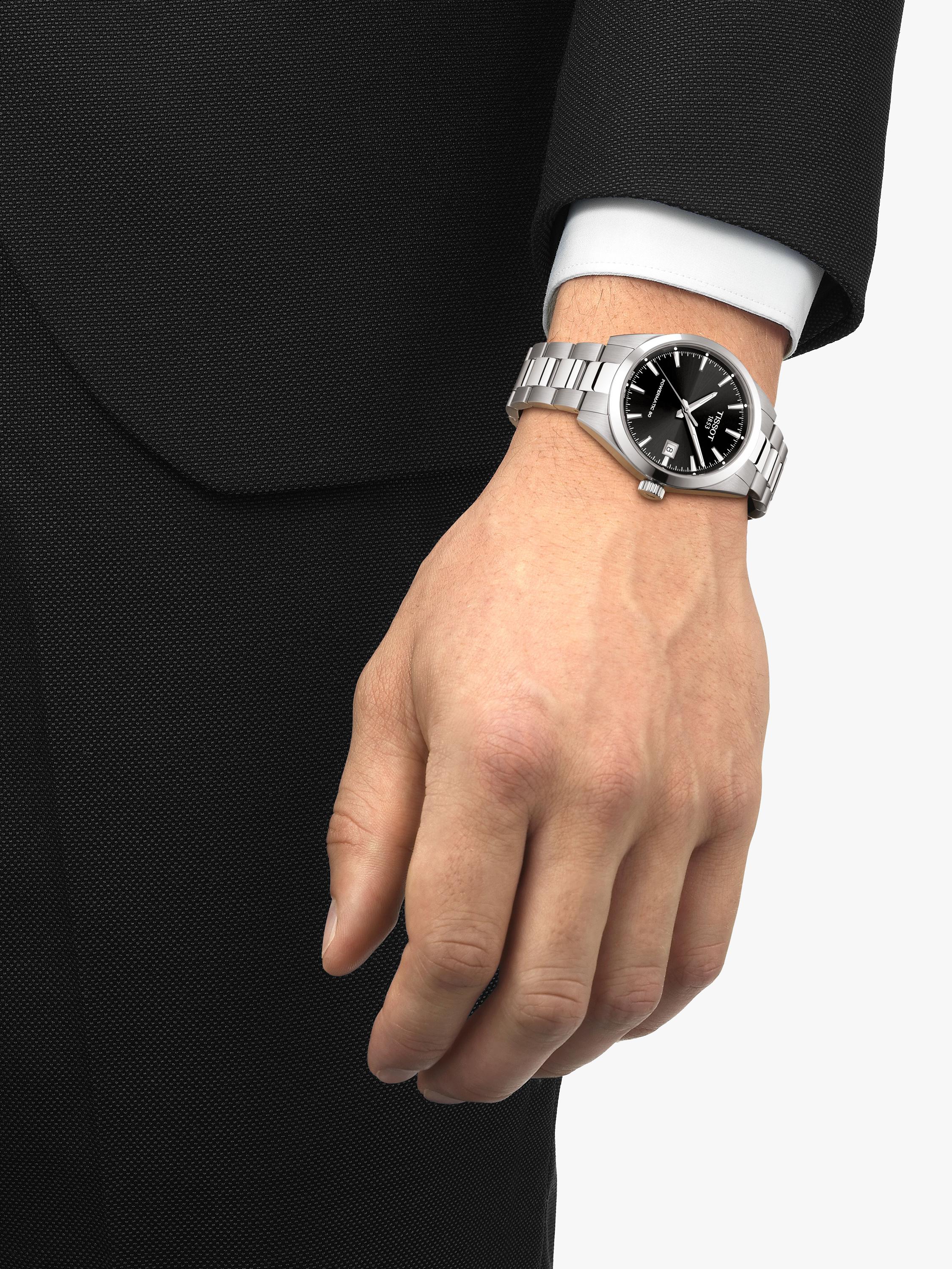 Tissot Gentleman automatic watch black dial silver bracelet, UK version