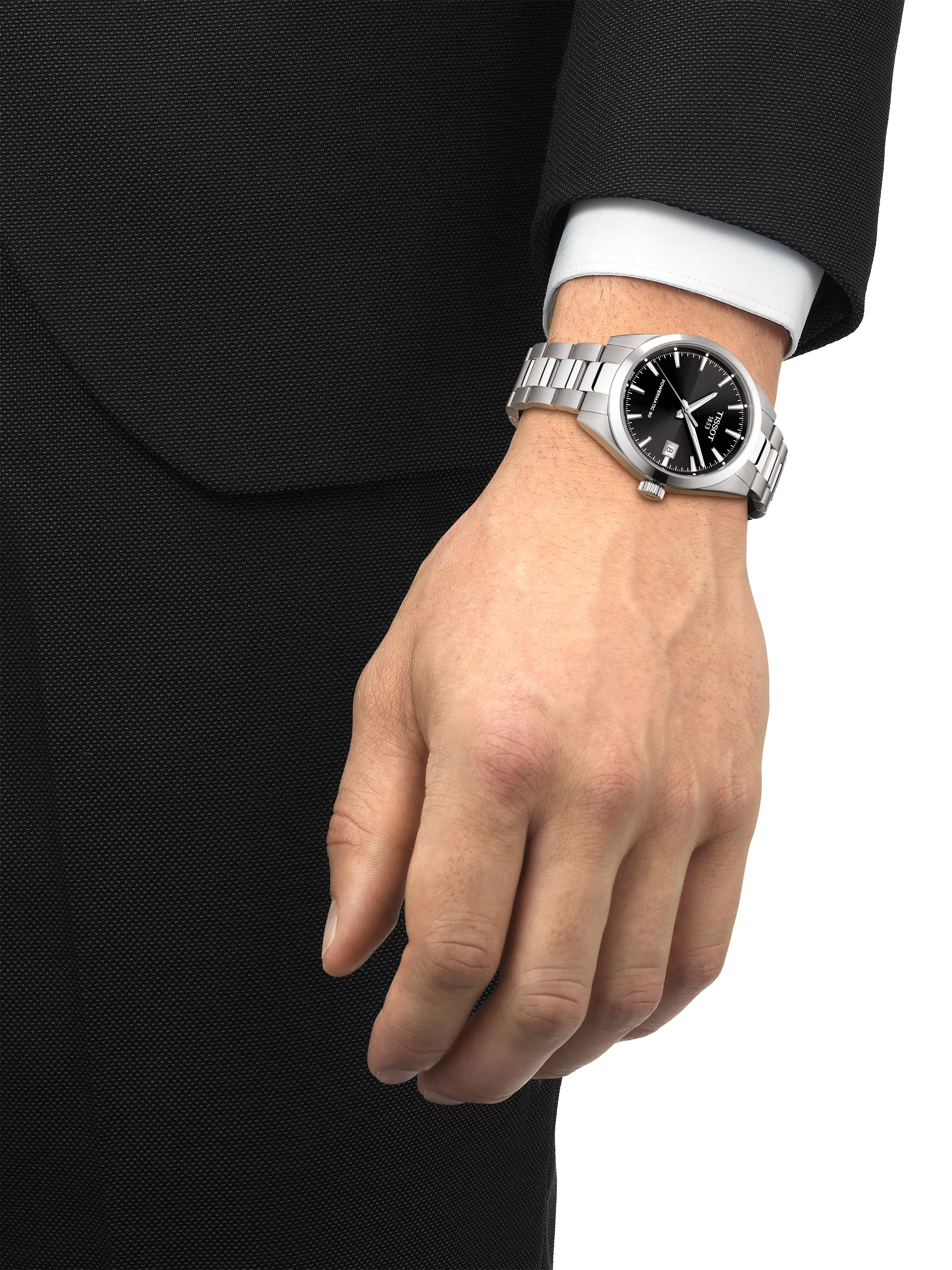 Tissot Gentleman automatic watch black dial silver bracelet, UK version