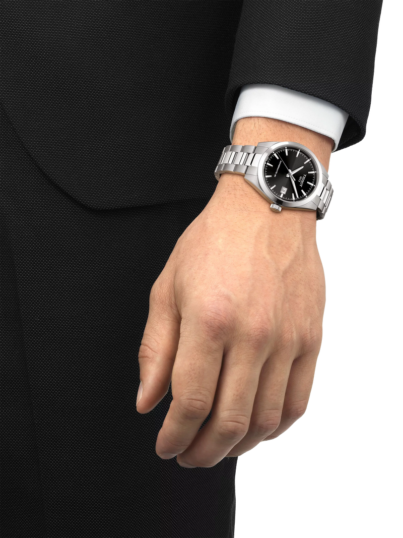 Tissot Gentleman automatic watch black dial silver bracelet, UK version
