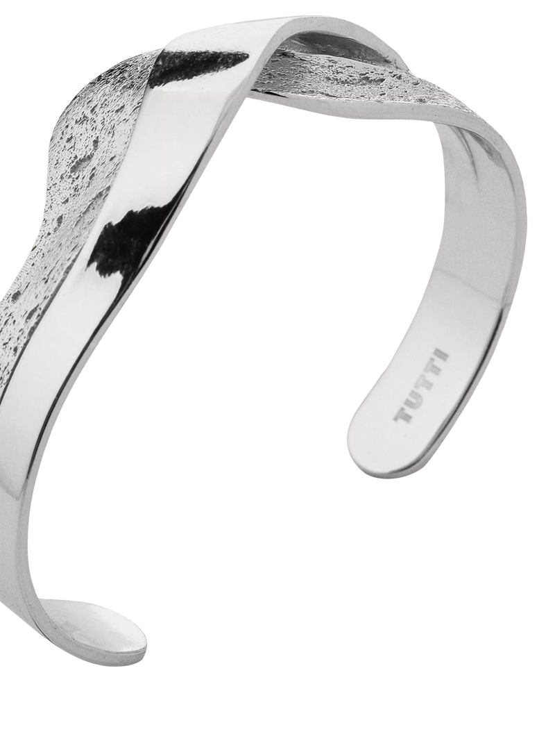 TUTTI silver wave bangle recycled metal - British product