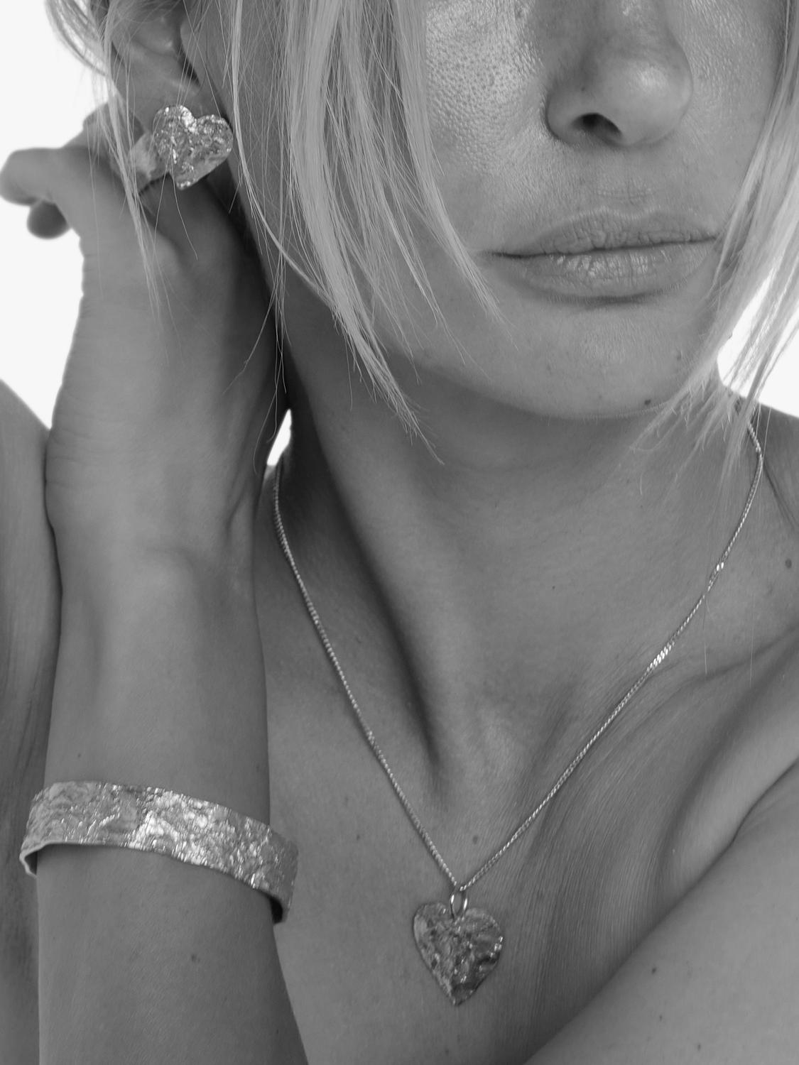 TUTTI flat textured silver bangle (British brand)