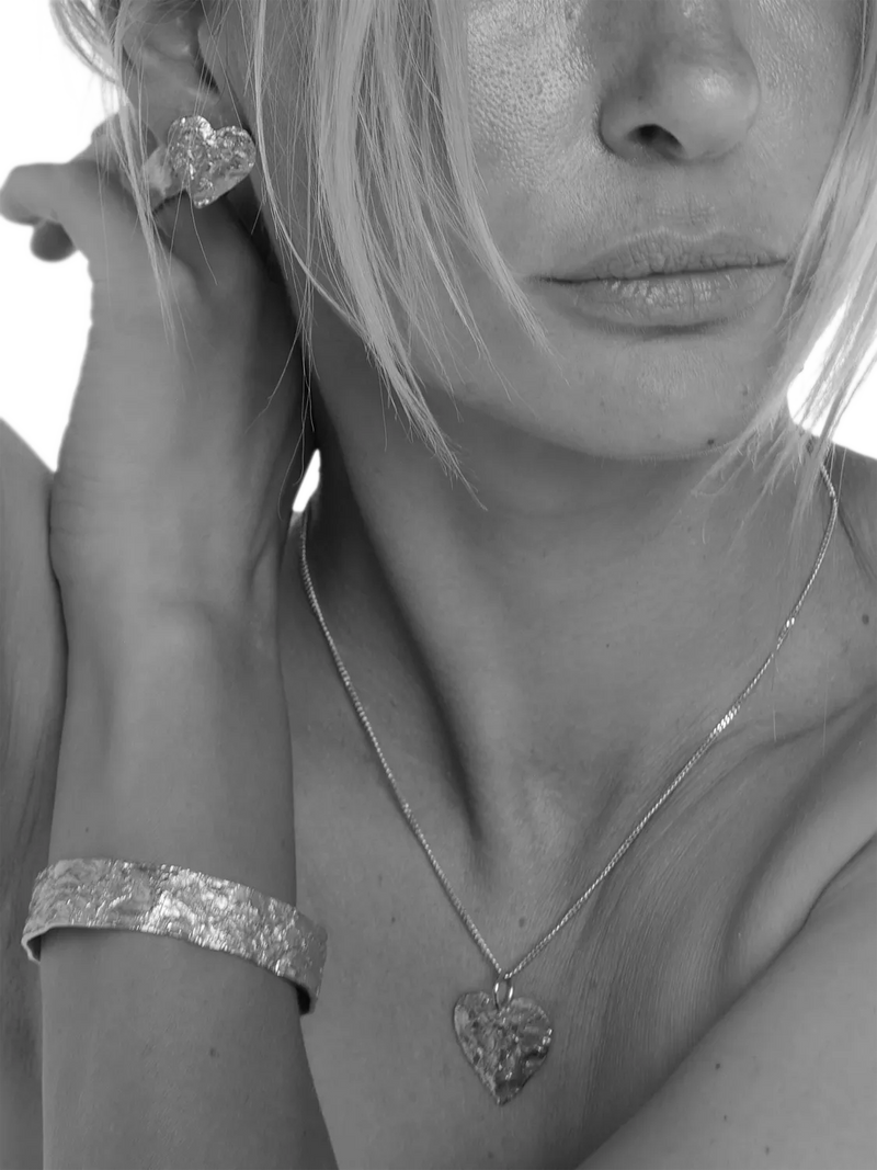 TUTTI flat textured silver bangle (British brand)