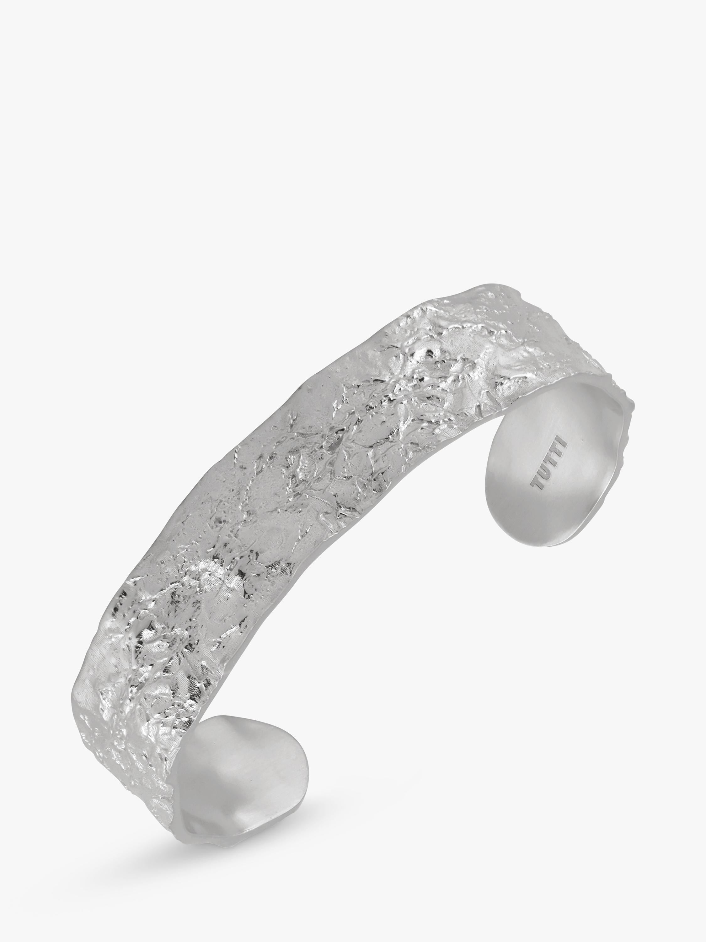 TUTTI flat textured silver bangle (British brand)