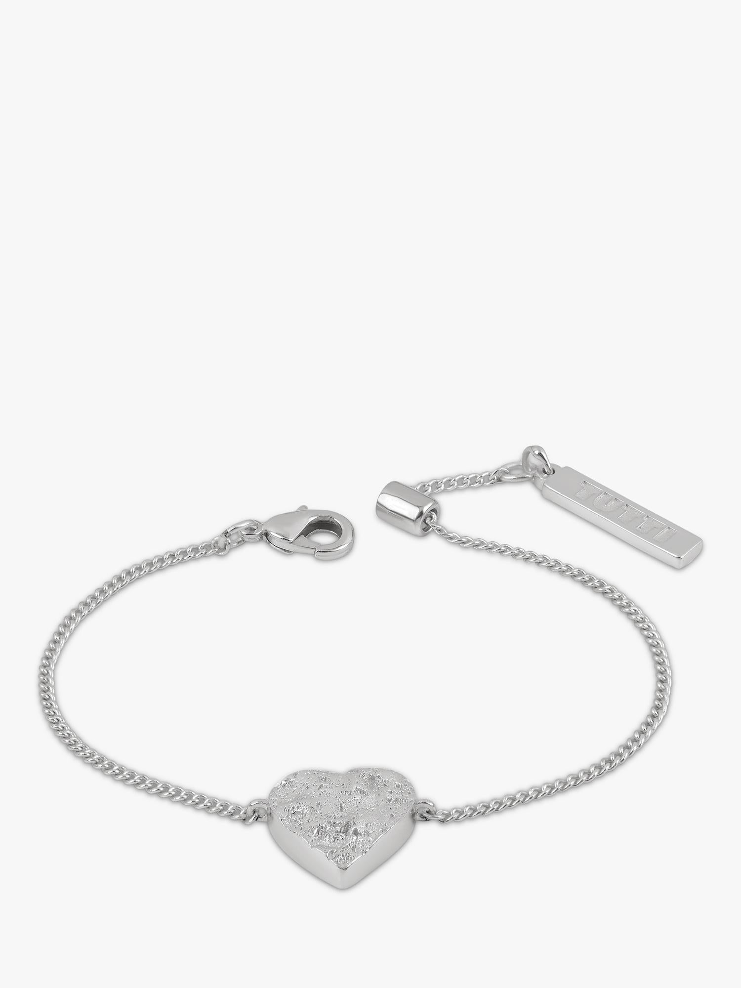 TUTTI heart pendant bracelet in silver with engravable heart (British brand)