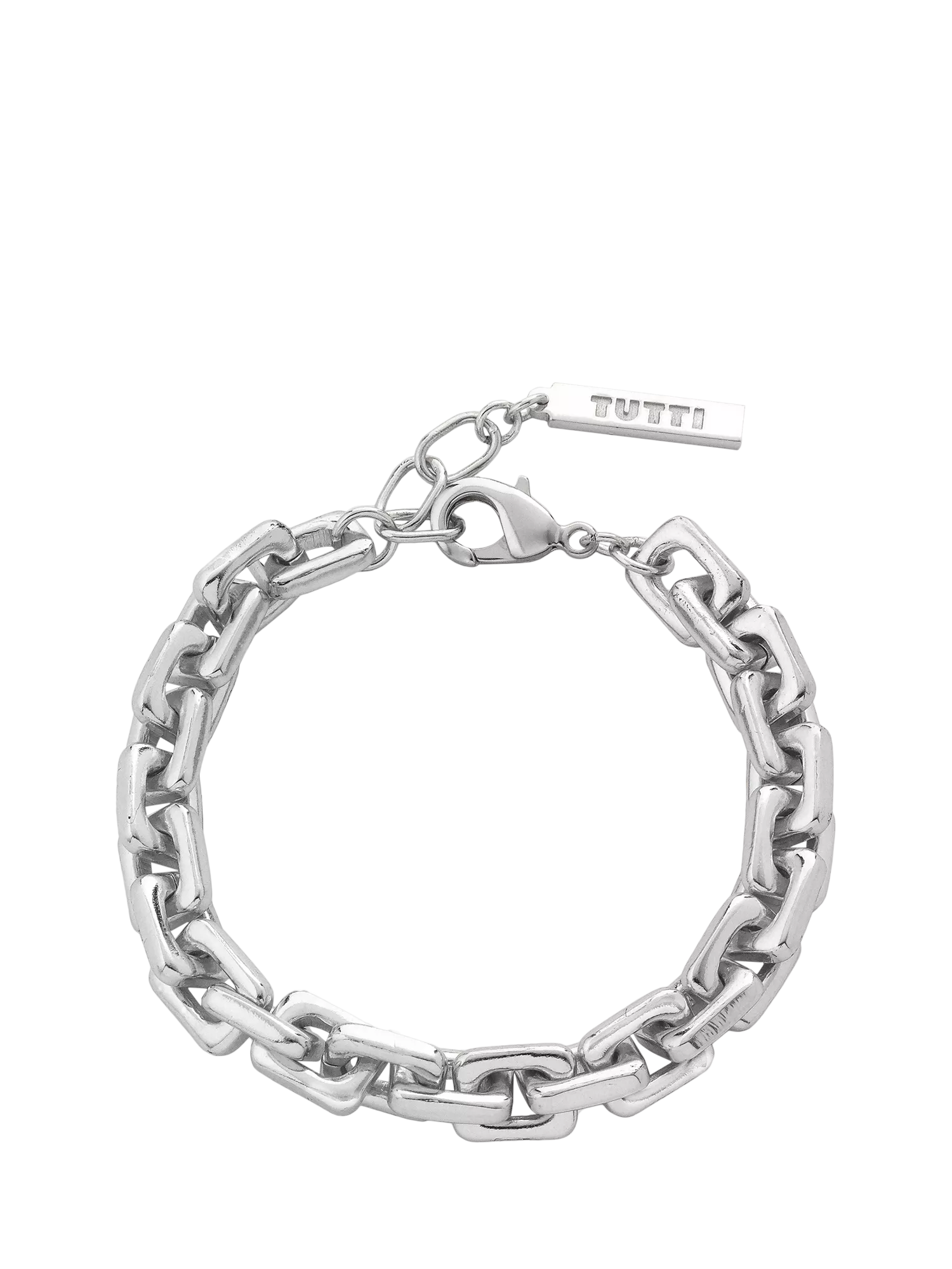 TUTTI silver square link chain bracelet adjustable 19-21.5cm, UK version