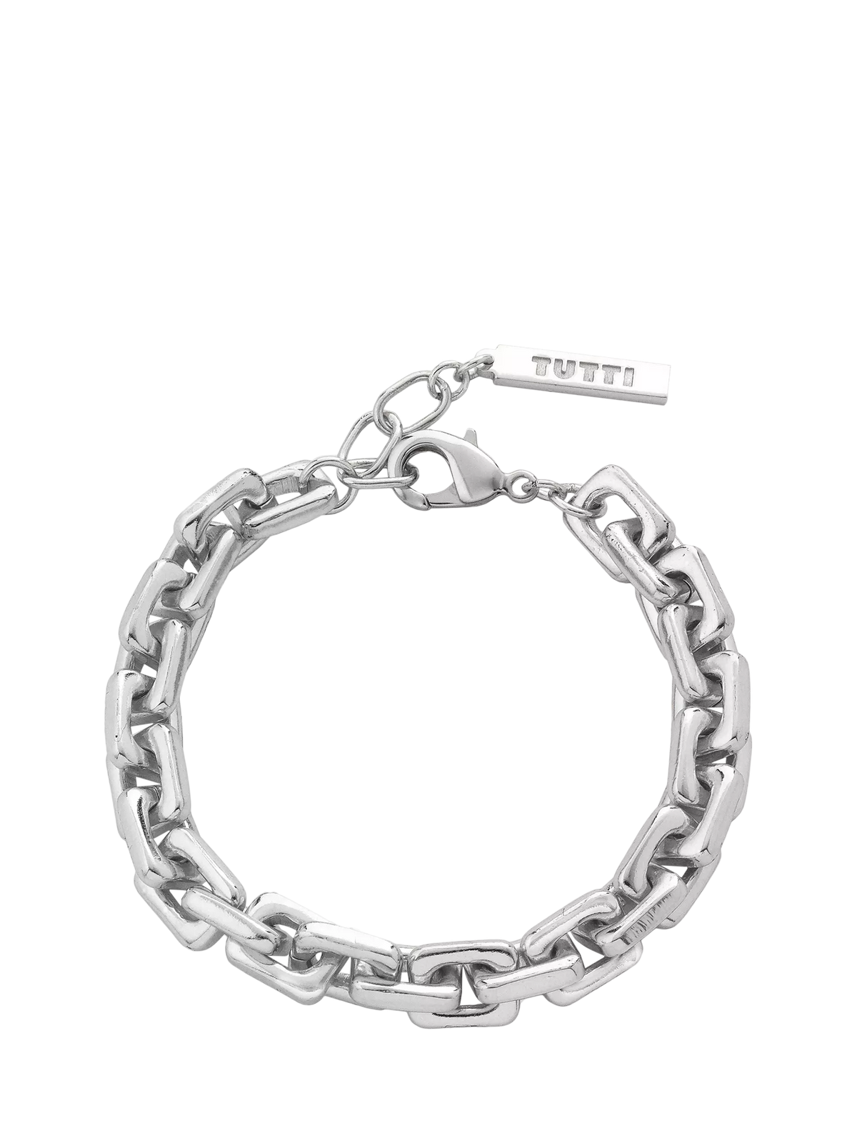 TUTTI silver square link chain bracelet adjustable 19-21.5cm, UK version