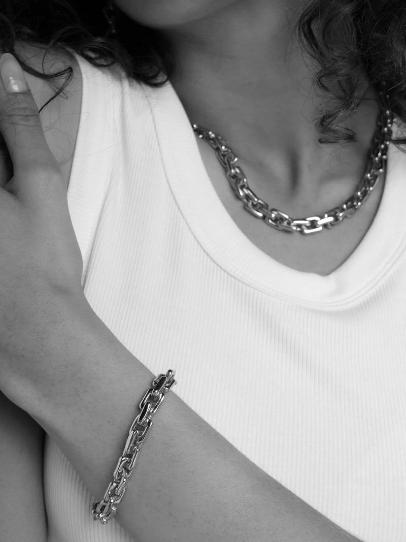 TUTTI silver square link chain bracelet adjustable 19-21.5cm, UK version