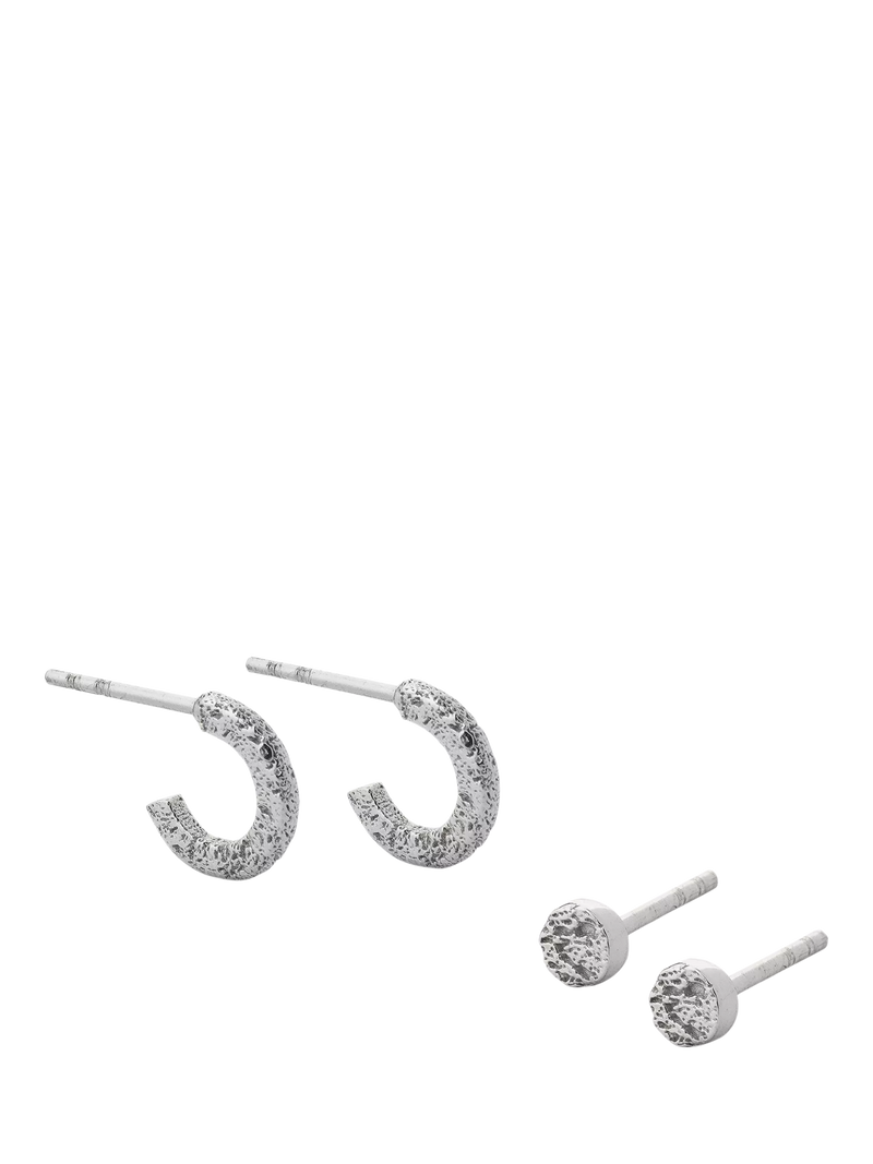 TUTTI textured silver earrings set of 2 (British brand)