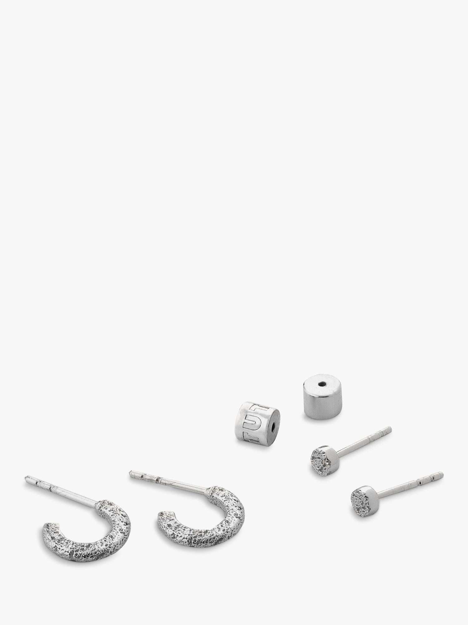 TUTTI textured silver earrings set of 2 (British brand)