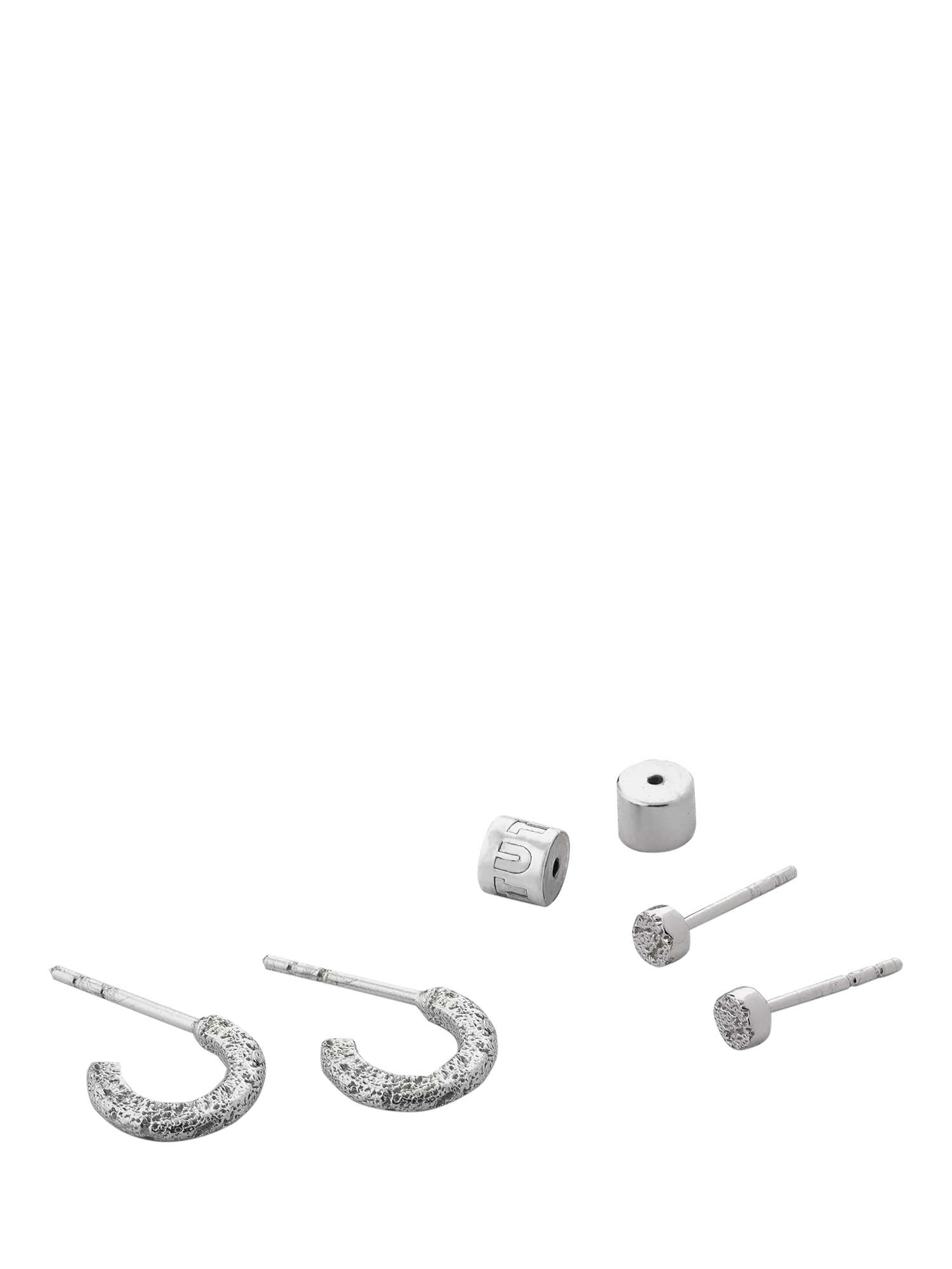 TUTTI textured silver earrings set of 2 (British brand)