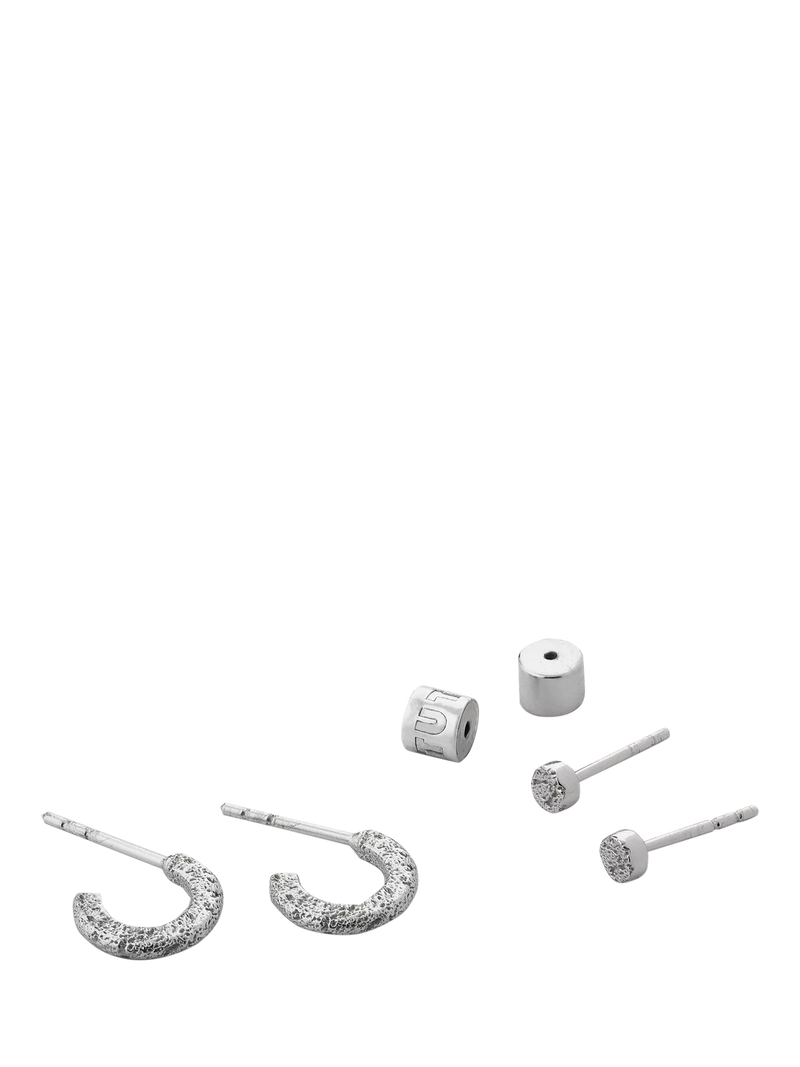 TUTTI textured silver earrings set of 2 (British brand)