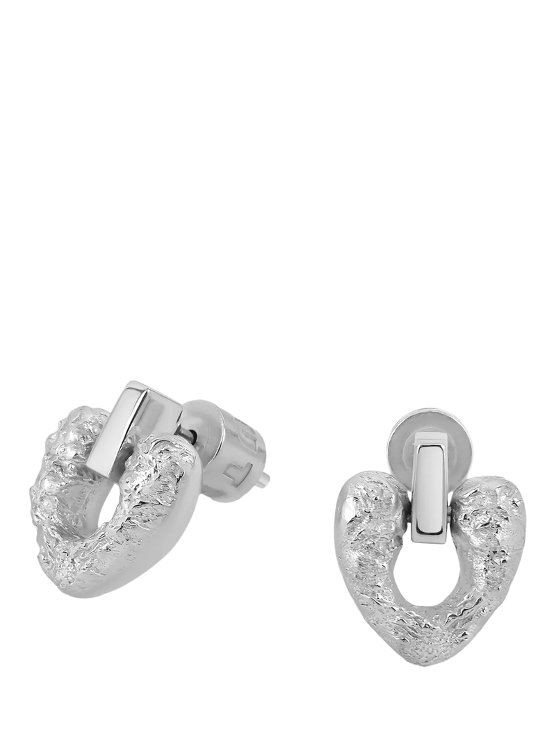TUTTI Amity Heart Drop Stud Earrings, Silver