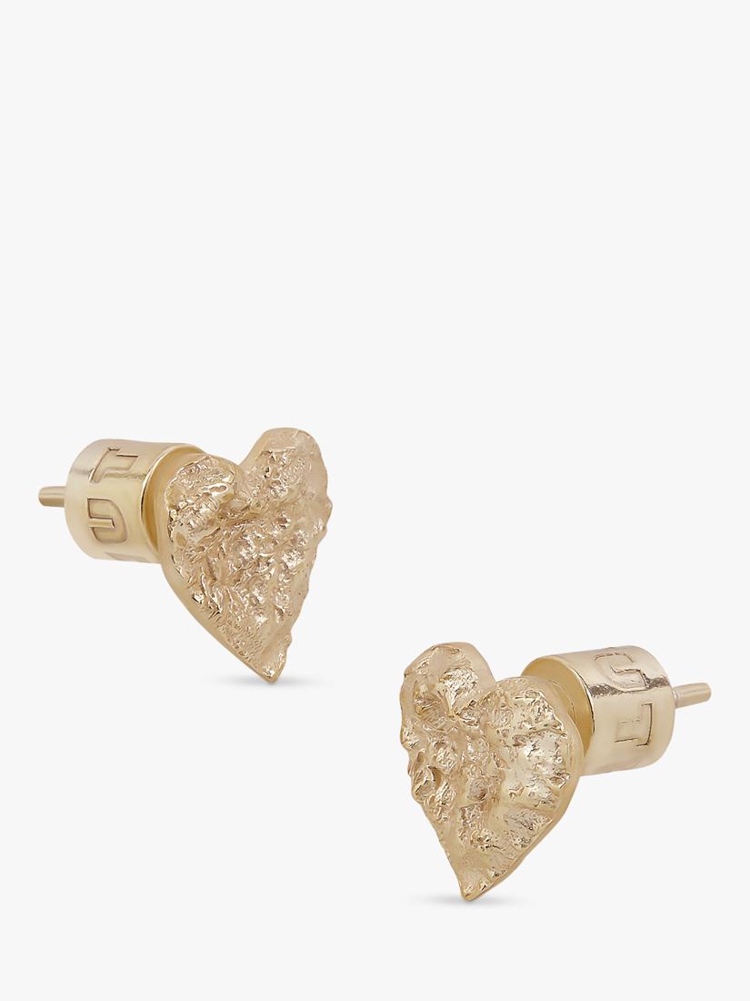 TUTTI gold heart stud earrings textured finish, imported from the UK