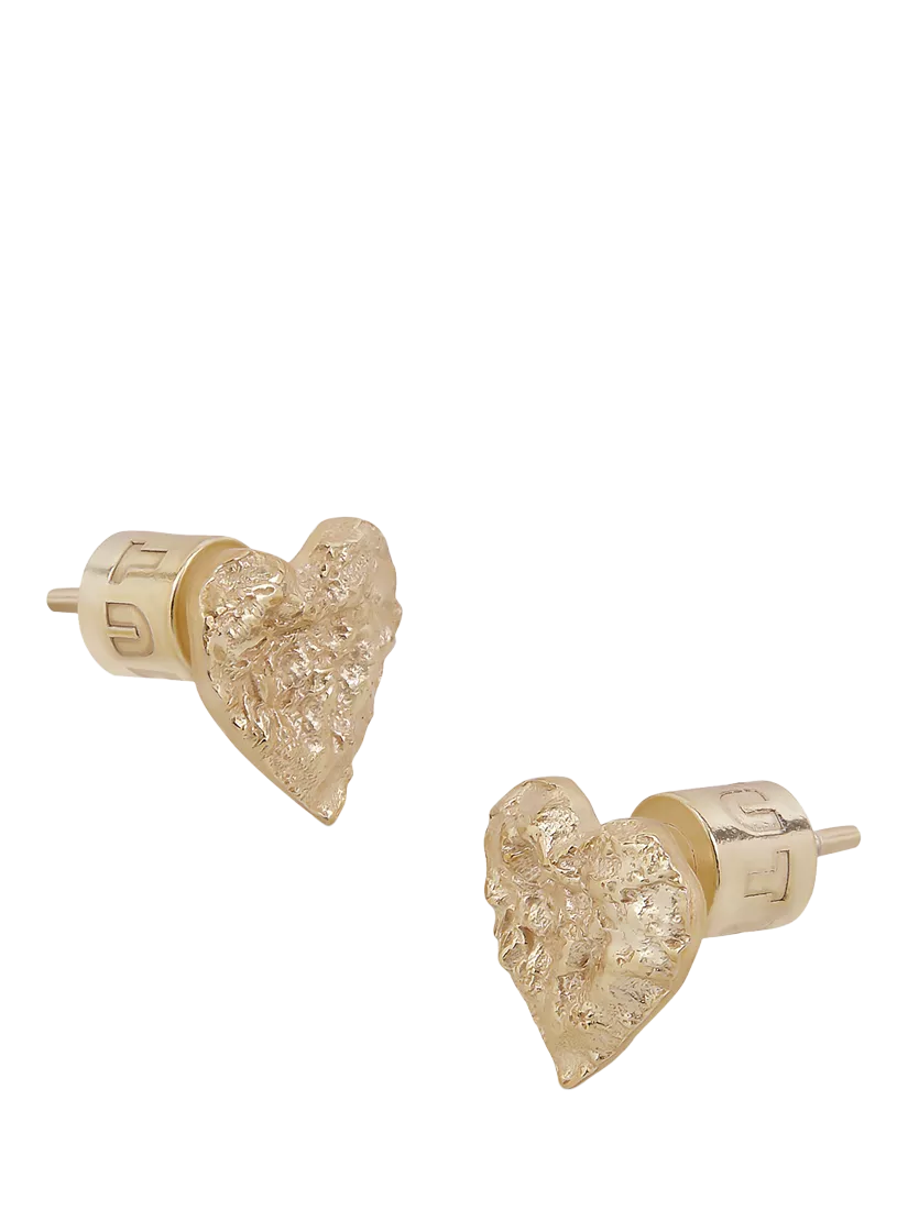 TUTTI gold heart stud earrings textured finish, imported from the UK