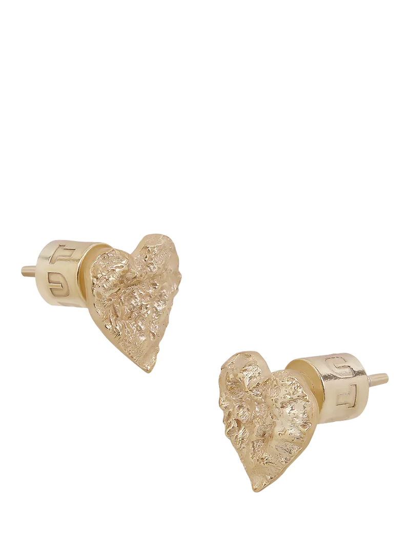 TUTTI gold heart stud earrings textured finish, imported from the UK