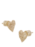 TUTTI gold heart stud earrings textured finish, imported from the UK
