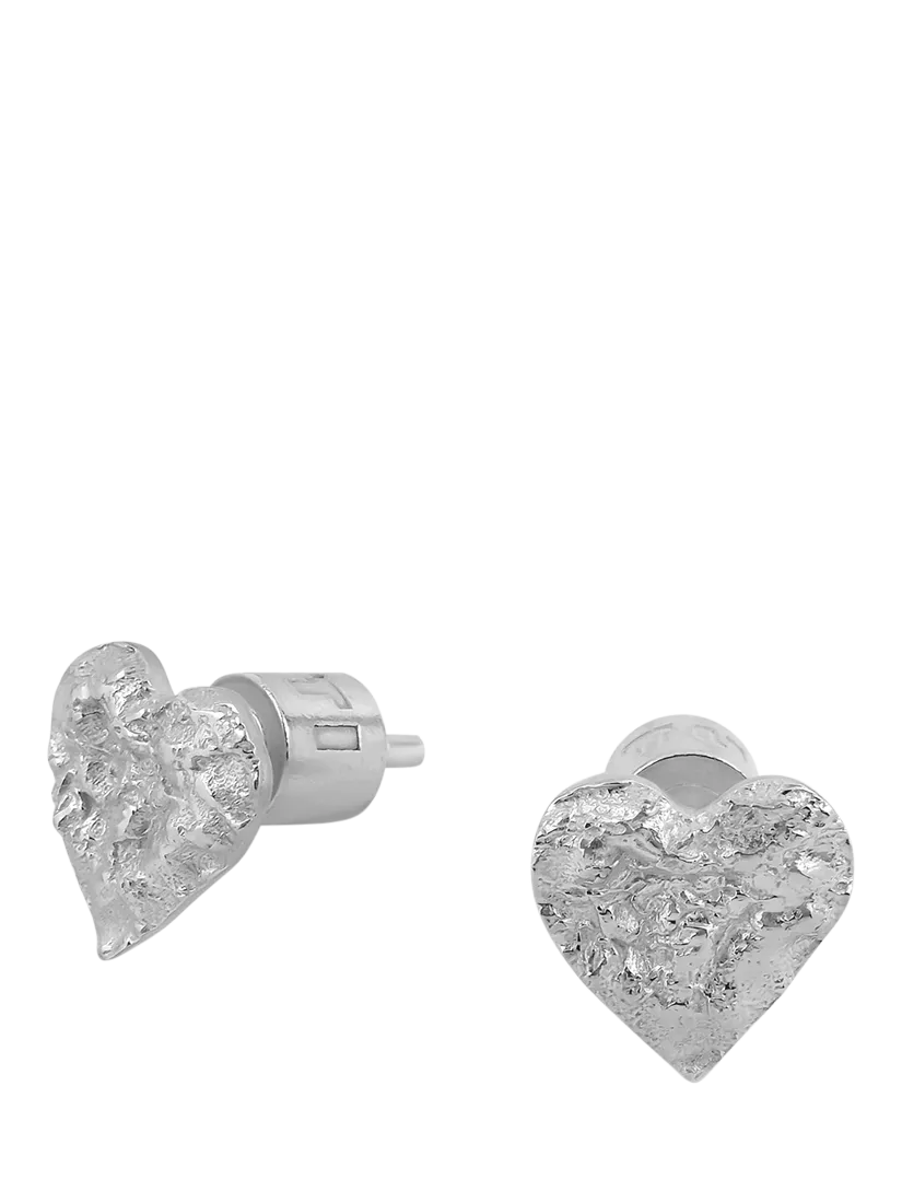 TUTTI Revere textured heart stud earrings silver - British product