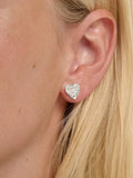 TUTTI Revere textured heart stud earrings silver - British product