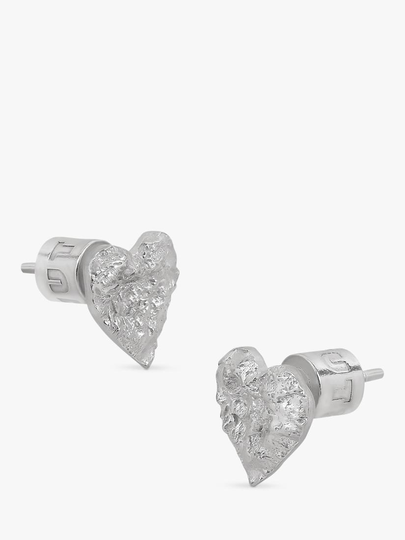 TUTTI Revere textured heart stud earrings silver - British product