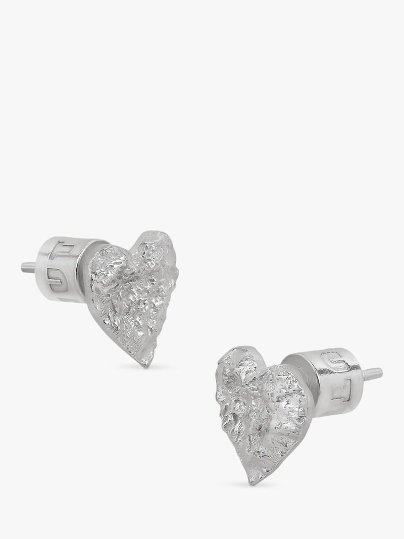 TUTTI Revere textured heart stud earrings silver - British product
